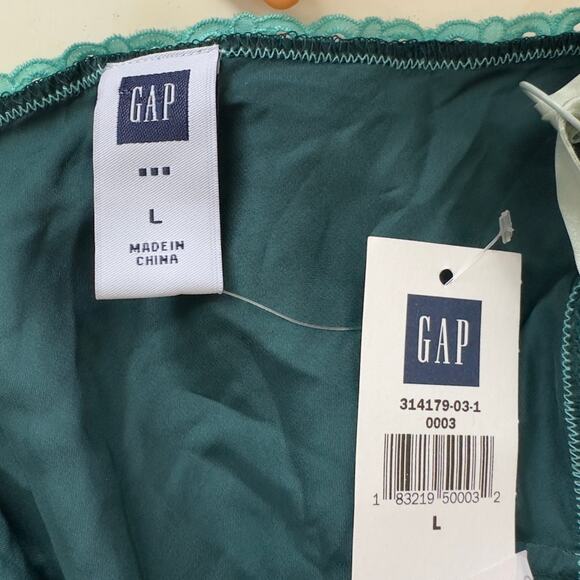 Vintage Y2K‎ Silk Floral GAP Tank Top Green Size Large Babydoll - Picture 4 of 11